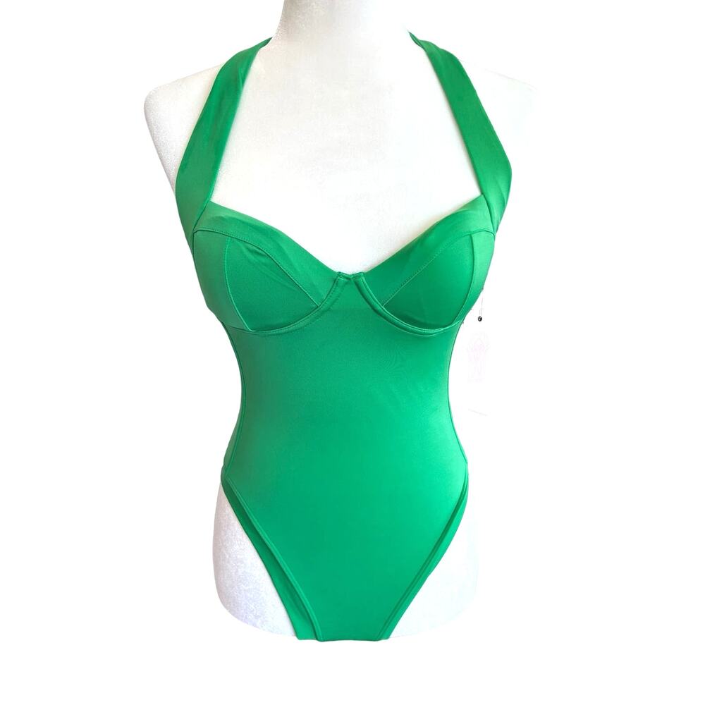 We Are HAH Swimsuit Bodysuit Free People Pull It Thru Bodycon Green Size Small